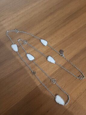 Kendra Scott White Logo Silver Long Necklace